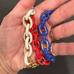 Set of 3 jcrew red white blue chain bracelets.